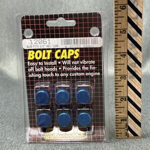 Vintage Russell Blue Bolt Caps 1/2" Hex 12mm Custom Engine Dress Up 6-Pack NOS